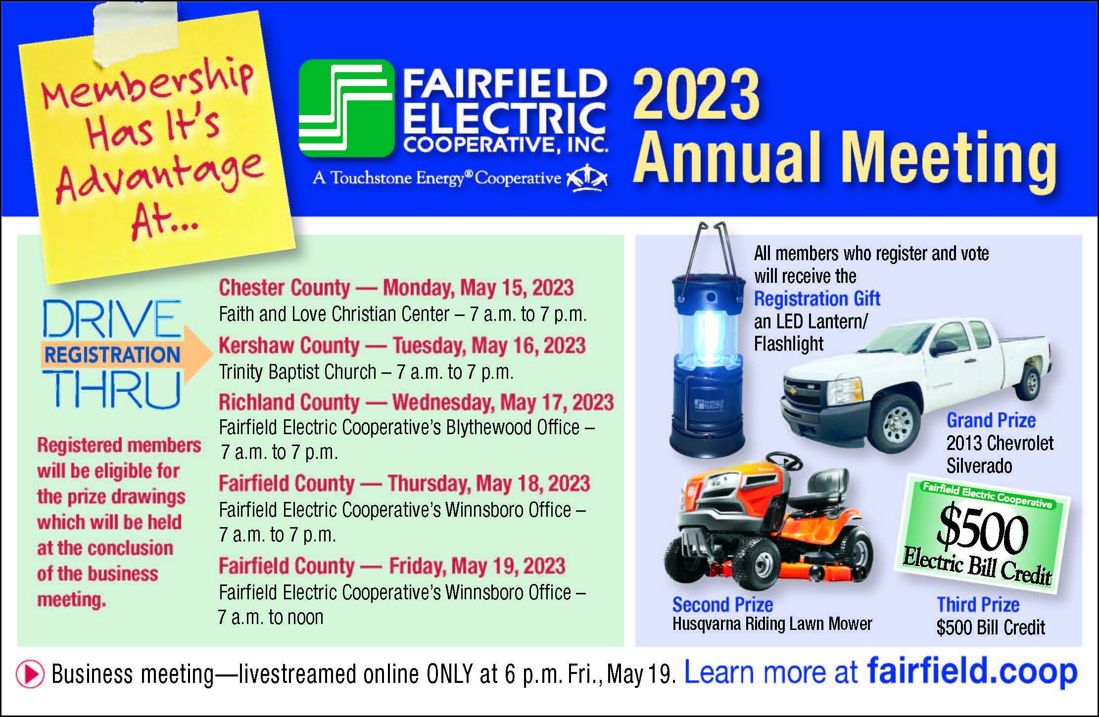 2023 Annual Meeting Fairfield Electric Coop
